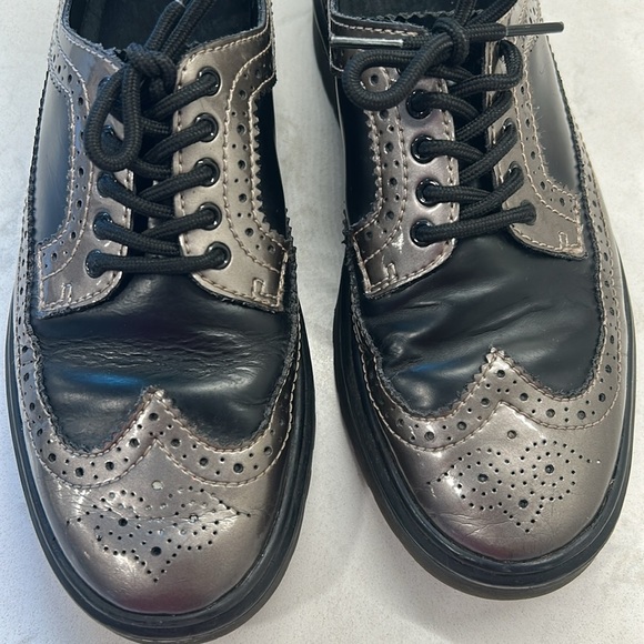 Doc Marten’s Black Metallic Floyd Brogues Loafer Shoes Leather Wing Tip Lug Sole - Picture 15 of 16